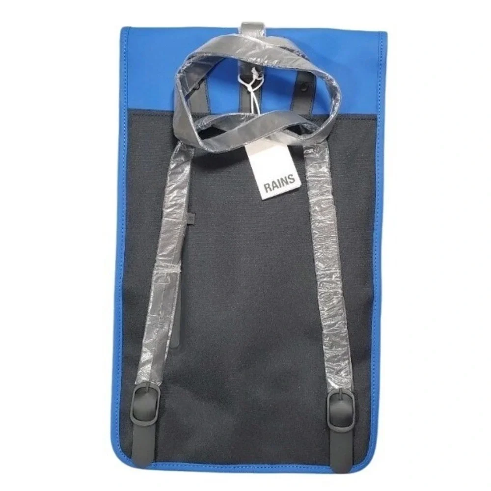 RAINS Backpack‎ W3 Full Size Blue Waves Waterproof Laptop School Commuter Work